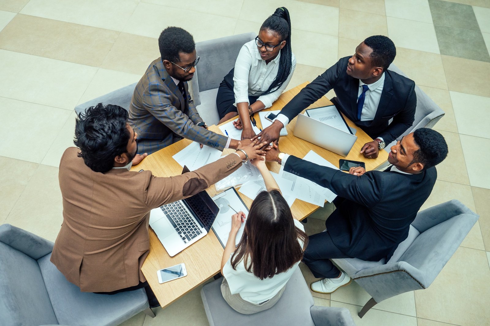 team work group of international business partners